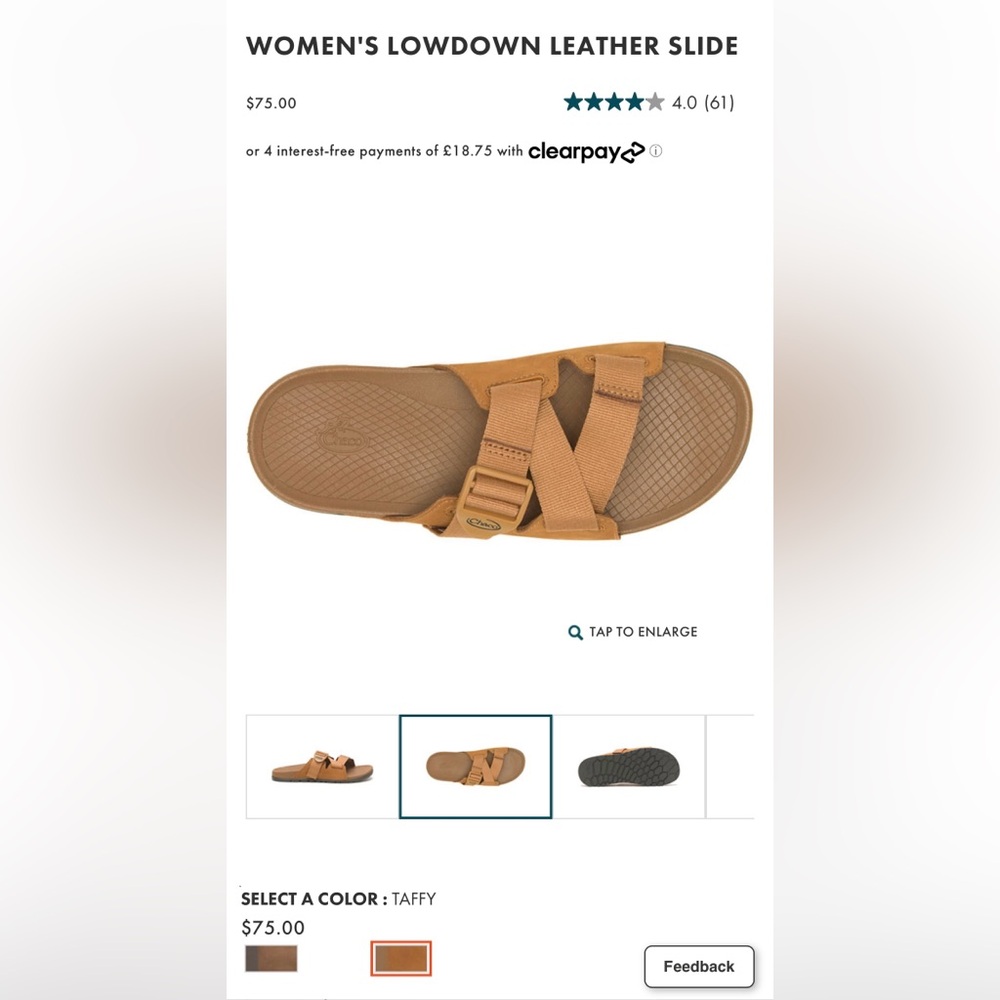 Chaco women’s “Lowdown Leather Slide”! A comfy, adjustable slide.